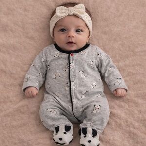 Little Me Dalmatian Footed Sleeper | Puppy Print Pajamas 0–3M